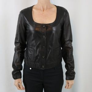 Elie Tahari leather jacket / shirt